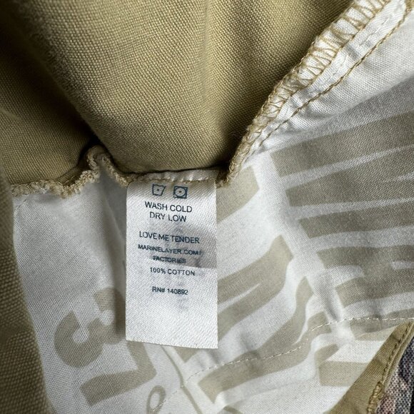 Marine Layer Pants Mens 36x32 (35x31) Tan Khaki Cotton Straight Button Fly Chino - Picture 9 of 14
